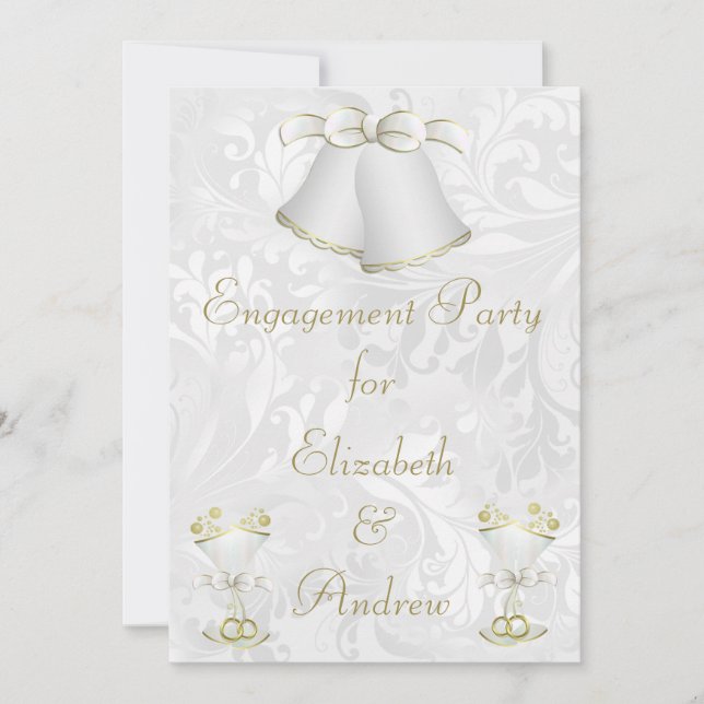 Romantic Wedding Bells & Champagne Flutes Invitation (Front)