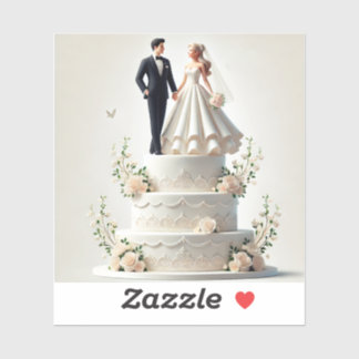 Romantic wedding cake sticker