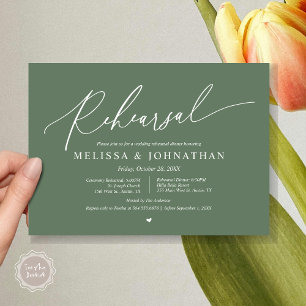 Romantic Wedding Ceremony and Dinner Rehearsal  Invitation