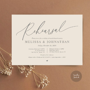 Romantic Wedding Ceremony and Dinner Rehearsal Invitation