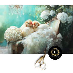 Romantic Wedding Chickens Decoupage Tissue Paper