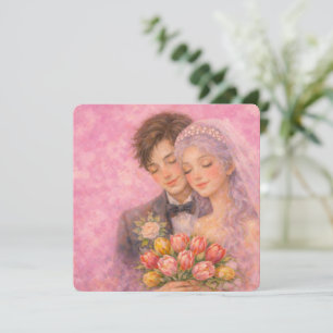 Romantic Wedding Couple Illustration Holiday Card