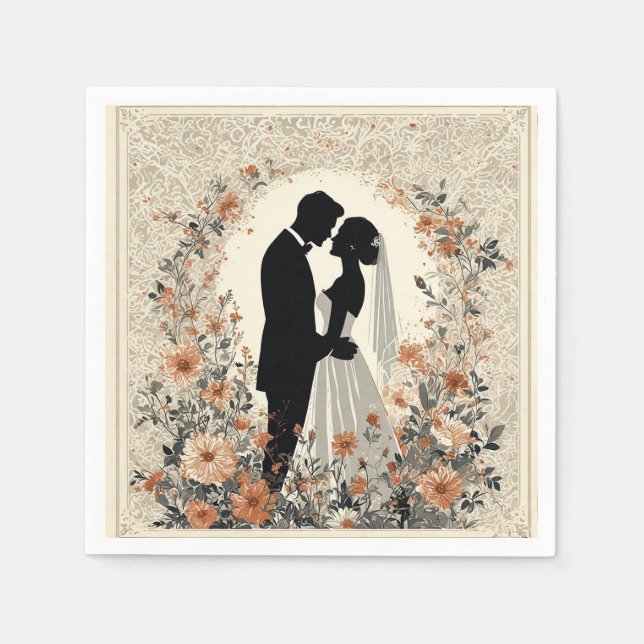 Romantic Wedding Couple Napkin (Front)