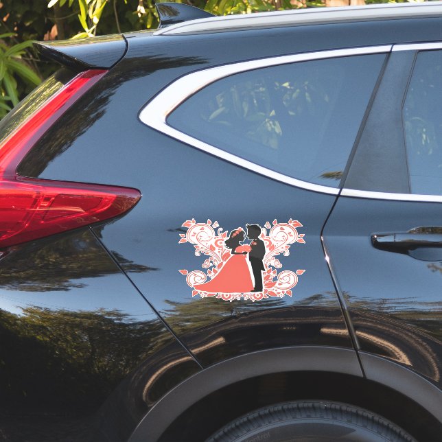 Romantic Wedding Couple Silhouette (Car Side)