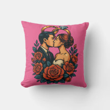 Romantic Wedding Couple Throw Pillow