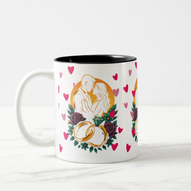 Romantic Wedding Couple Two-Tone Mug (Left)