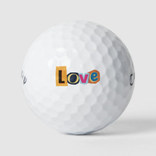 Romantic Wedding Favour 'Love' Scrapbook Lettering Golf Balls