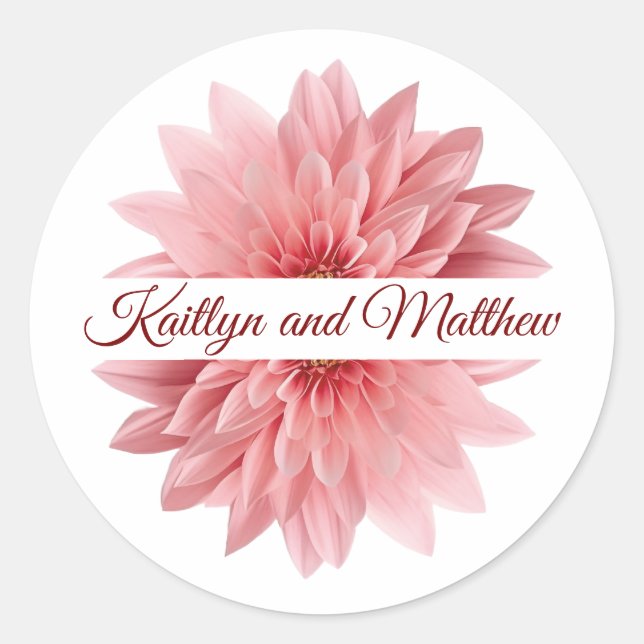 Romantic Wedding Floral  Classic Round Sticker (Front)