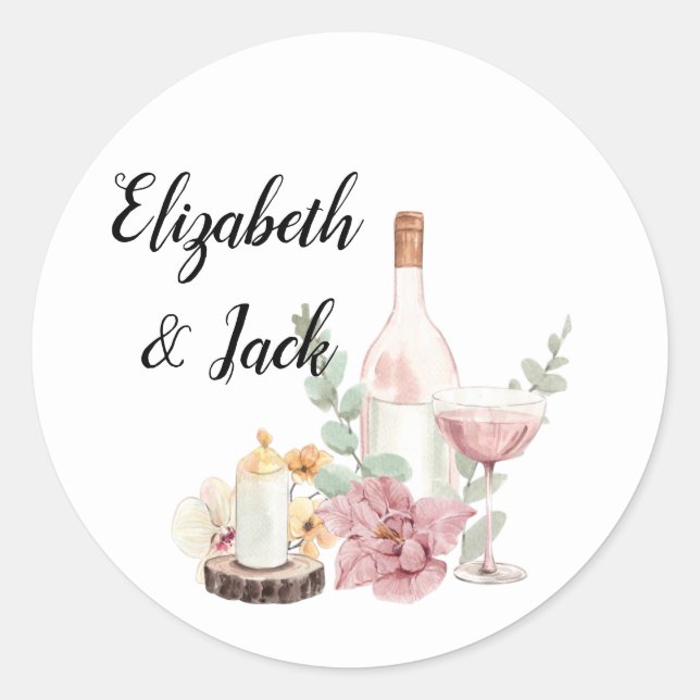 Romantic wedding flowers blooming garden classic round sticker (Front)