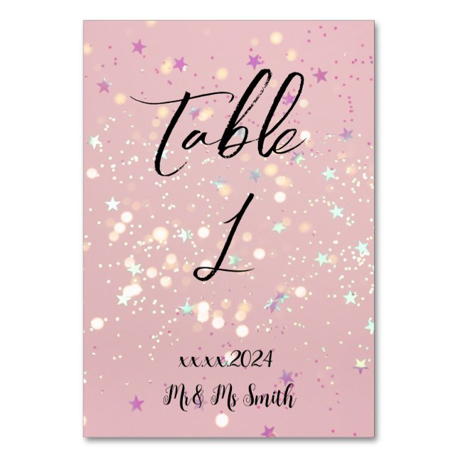 Romantic wedding flowers blooming garden table number (Front)