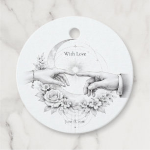Romantic Wedding Hands Minimalist Favour Tags
