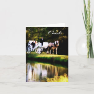 Romantic Wedding Horse Carriage Thank You Card