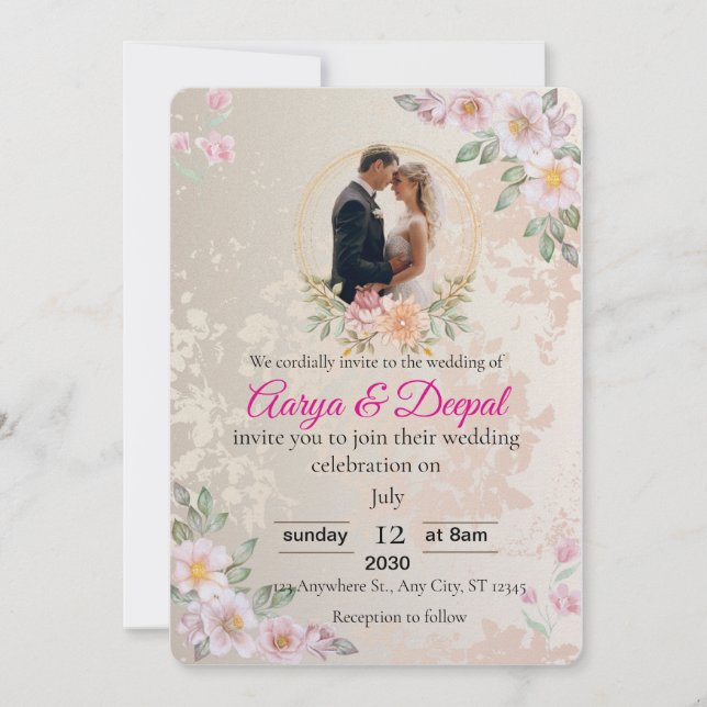 Romantic Wedding Invitation  – Elegant & Timeless  (Front)