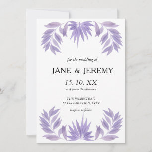 Romantic Wedding Invitation Purple Watercolor Bran