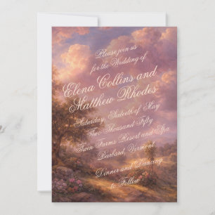 Romantic Wedding Invitation Sunset Landscape