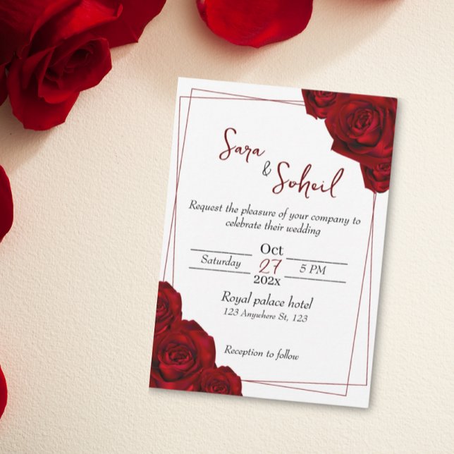 Romantic Wedding Invitations with Red Roses (Creator Uploaded)