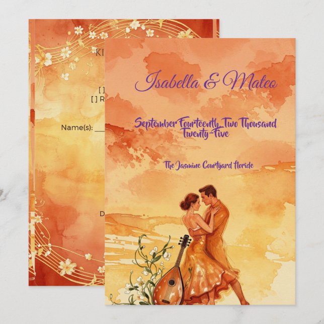 Romantic Wedding Isabella & Mateo  Save The Date (Front/Back)
