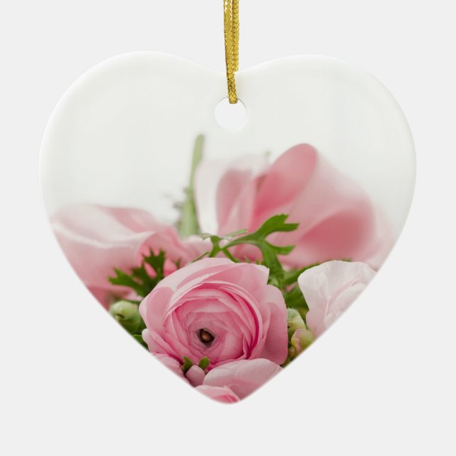 Romantic Wedding Love Soft Pink Flower Bouquet Ceramic Tree Decoration (Front)
