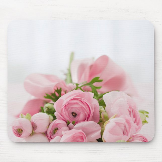 Romantic Wedding Love Soft Pink Flower Bouquet Mouse Mat (Front)