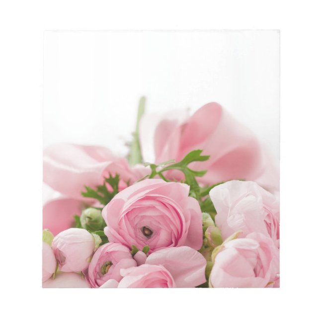 Romantic Wedding Love Soft Pink Flower Bouquet Notepad (Front)