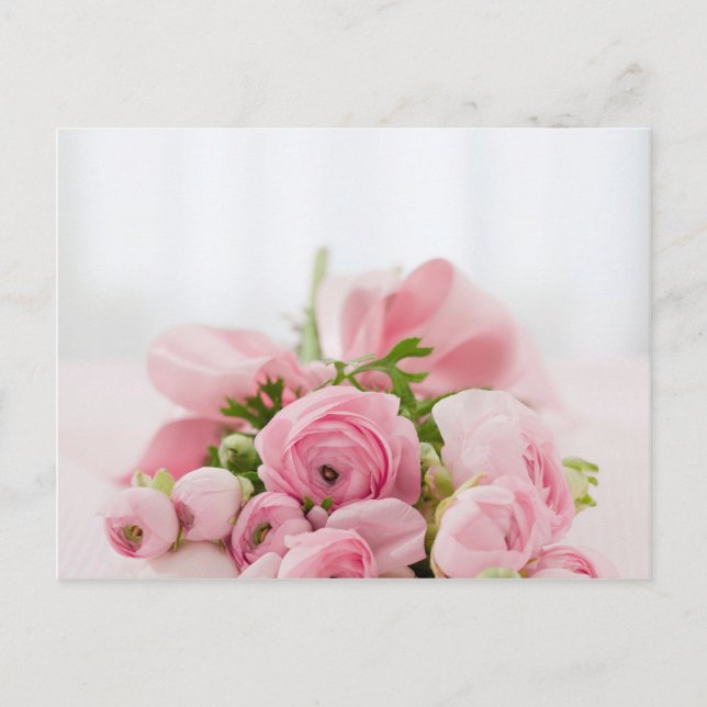 Romantic Wedding Love Soft Pink Flower Bouquet Postcard (Front)