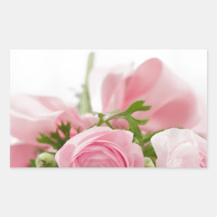 Romantic Wedding Love Soft Pink Flower Bouquet Rectangular Sticker