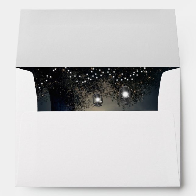 Romantic Wedding Night Moon and Lanterns Envelope (Back (Bottom))