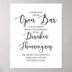 Romantic Wedding Open Bar, drunken shenanigans Poster