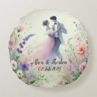 Romantic Wedding pastell Nr.1 Round Cushion