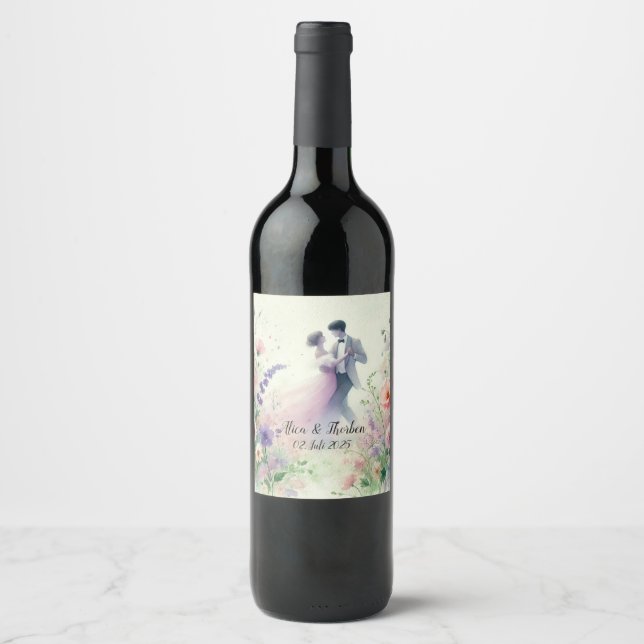 Romantic Wedding pastell Nr.1 Wine Label (Front)