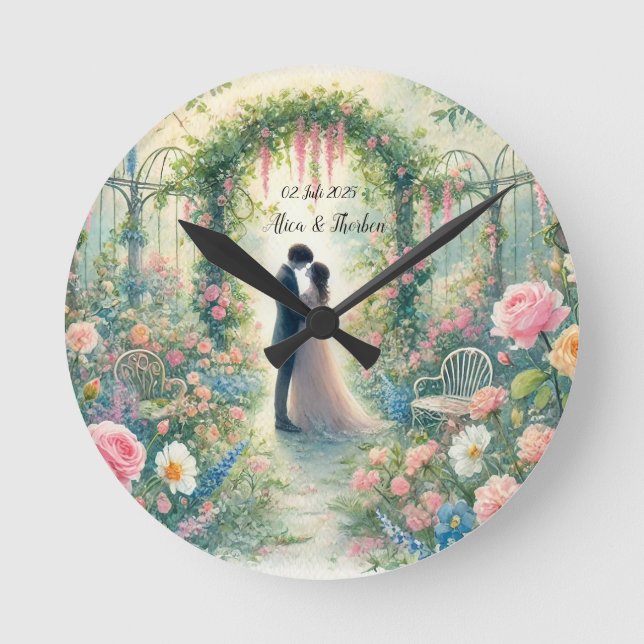 Romantic Wedding pastell Nr.3 Round Clock (Front)