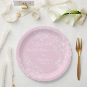 Romantic Wedding Peonies Blush Pink Paper Plate