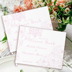 Romantic Wedding Peonies Delicate Blush Pink Guest Book