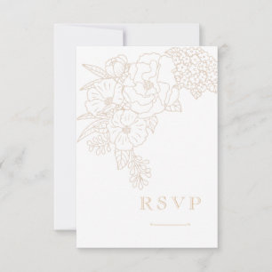 Romantic Wedding Peonies Delicate Ivory White RSVP Card