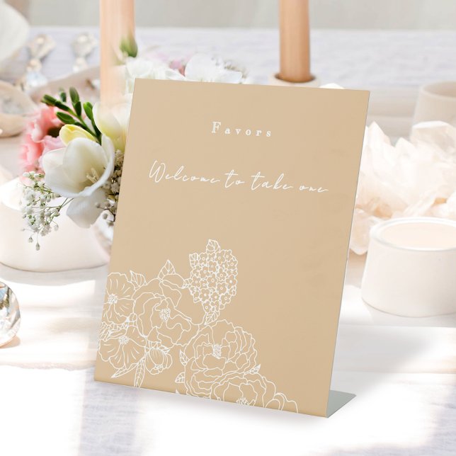 Romantic Wedding Peonies Ivory Favors Sign (Romantic Wedding Peonies Ivory White Favor Wedding Sign.)