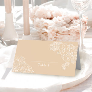 Romantic Wedding Peonies Ivory White Place Card