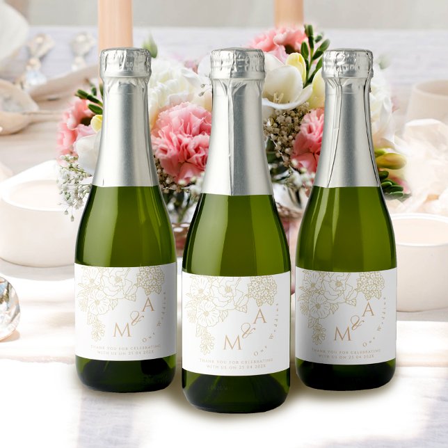Romantic Wedding Peonies Ivory White Sparkling Wine Label (Romantic Wedding Peonies Ivory White Sparkling Wine Label
)