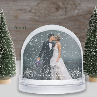 Romantic Wedding Photo First Christmas Snow Globe