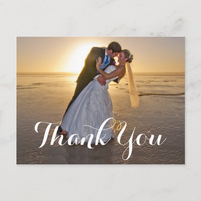 Romantic Wedding Photo Thank You Postcard (Front)