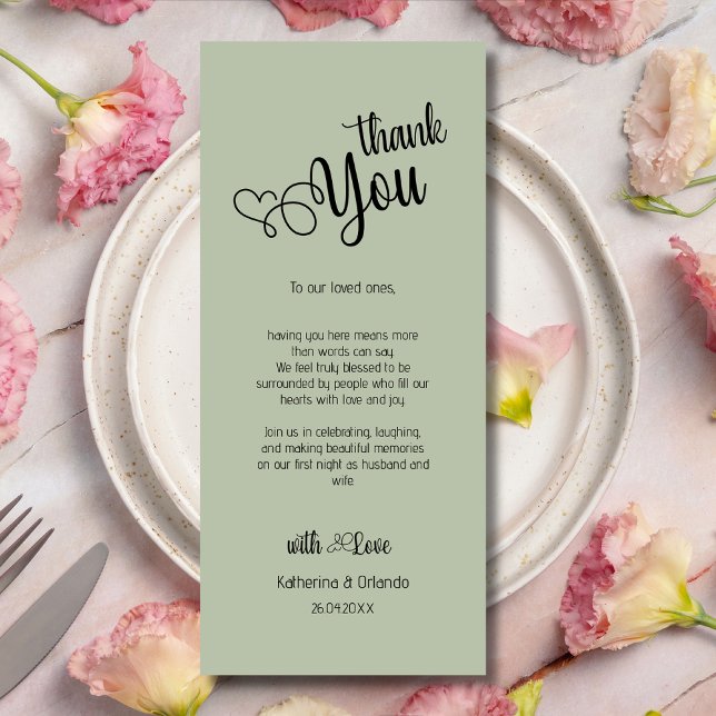 Romantic  Wedding Place Setting Thank You Card (Creator Uploaded)