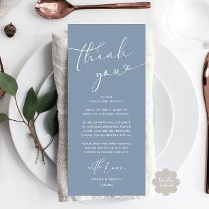 Romantic Wedding Place Setting Thank You Card