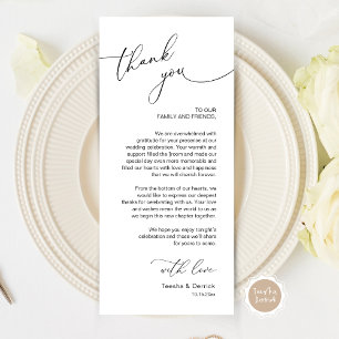 Romantic Wedding Place Setting Thank You Card