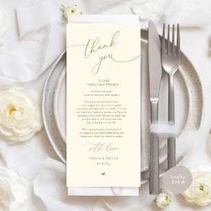 Romantic Wedding Place Setting Thank You Card