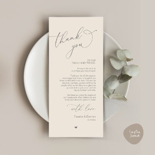 Romantic Wedding Place Setting Thank You Card