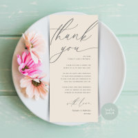 Romantic Wedding Place Setting Thank You Card