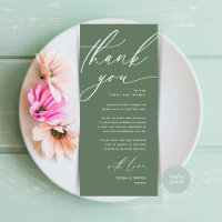 Romantic Wedding Place Setting Thank You Card