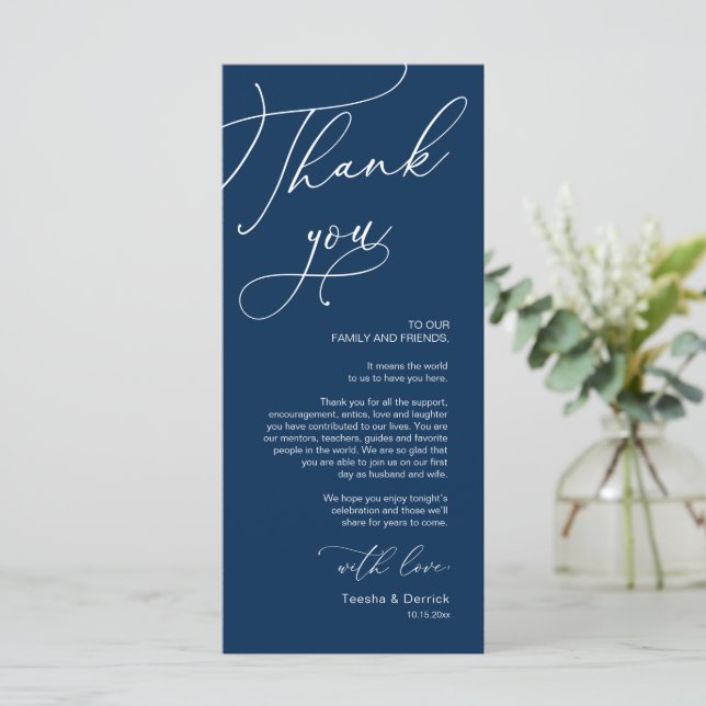 Romantic Wedding Place Setting Thank You Card (Standing Front)