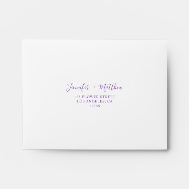 Romantic Wedding Pre-Printed Address RSVP Envelope (Front)