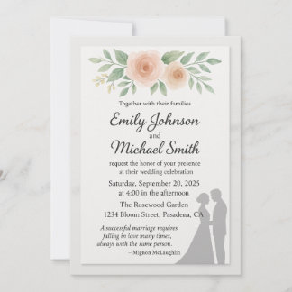 Romantic Wedding Quote with Couple and Flowers – E Invitation