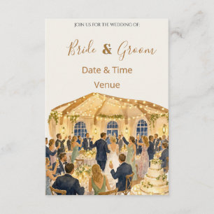 Romantic Wedding Reception Illustration Invitation